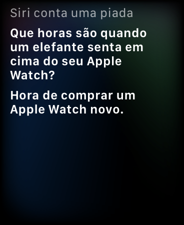 Siri contando uma piada no Apple Watch. Captura de tela: Lucas Wetten (Canaltech)