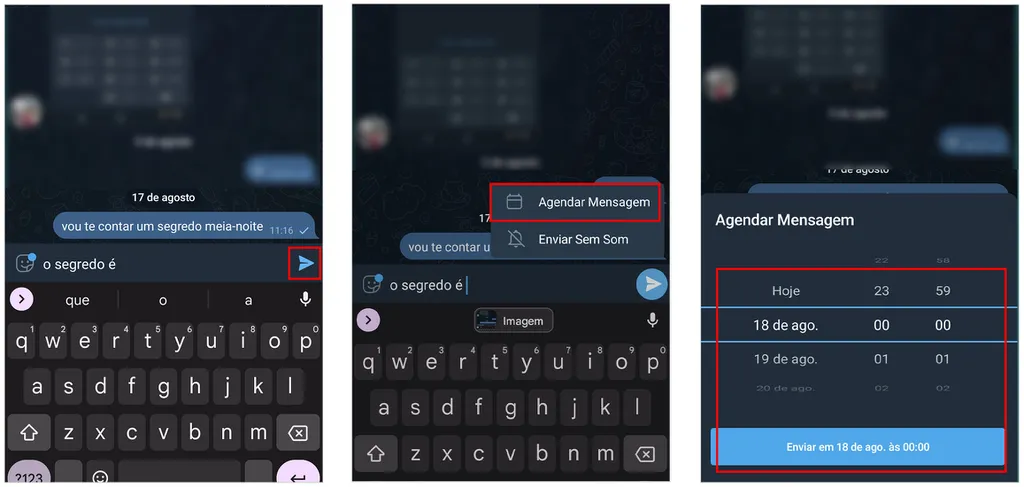 Saiba como agendar mensagem no Telegram pelo celular (Captura de tela: André Magalhães)