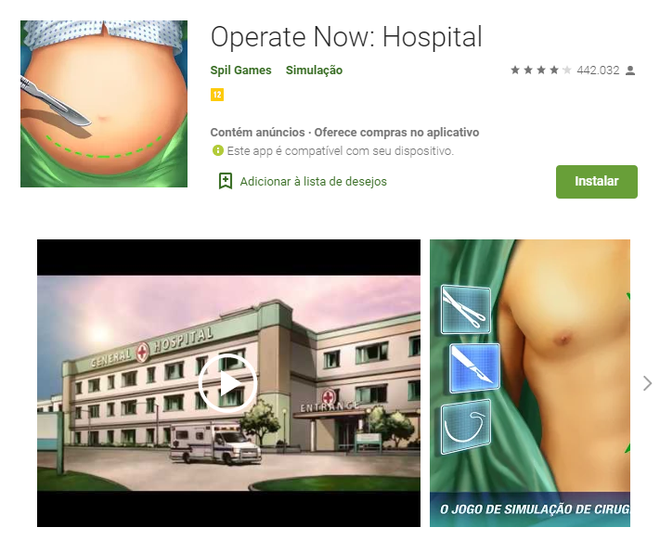 Operate Now: Hospital conta com mais 10 milhões de downloads na Google Play Store (Captura de tela: Ariane Velasco)