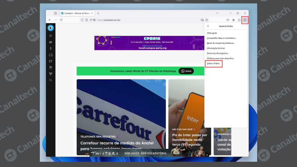 Como atualizar o Firefox (Imagem: Captura de tela/Bruno De Blasi/Canaltech)