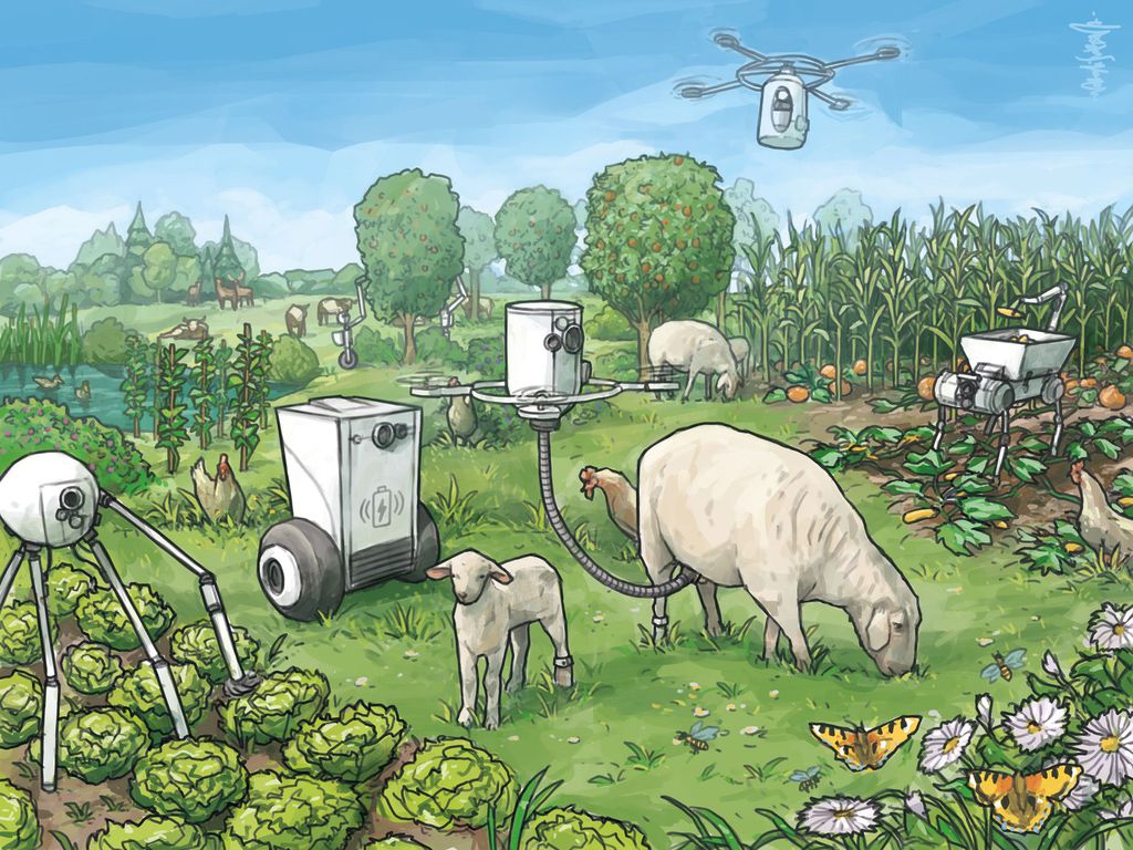 Utopia agrícola de Thomas Daum com integração total entre máquinas e natureza (Imagem: Reprodução/ University of Hohenheim)
