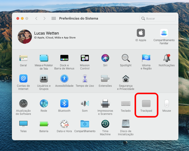 Vá em Preferências do Sistema > Trackpad. Captura de tela: Lucas Wetten (Canaltech)