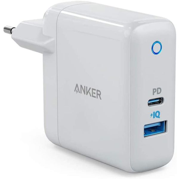 Carregar de Tomada 1 USB-C PD + 1 USB, Anker PowerPort PD 2, 33W de potência, Carregamento Rápido, Branco