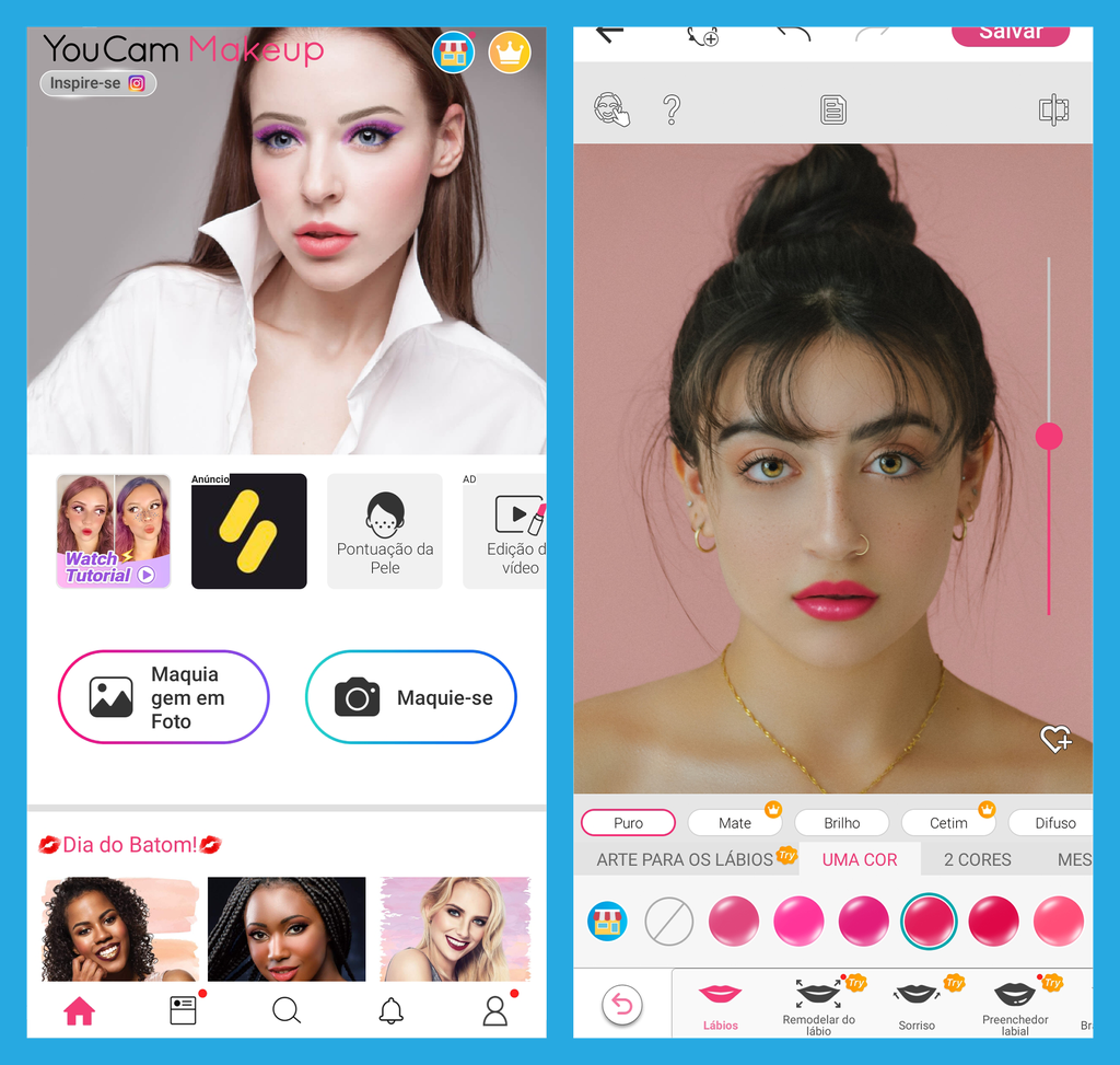 YouCam traz opções para maquiagem e uma comunidade ativa (Imagem: André Magalhães/Captura de tela)