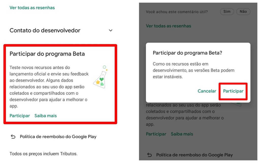 Toque em "Participar do programa Beta" (Captura de tela: Canaltech/Felipe Freitas)