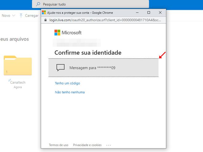 Utilize o Microsoft Authenticator ou o seu celular para fazer a verificação em duas etapas (Captura de tela: Matheus Bigogno)