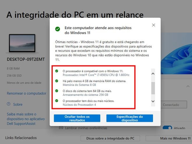 Confirme quais requisitos foram atendidos e quais não foram (Captura de tela: Matheus Bigogno)