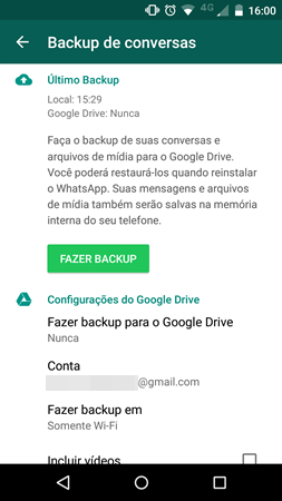 Backup do WhatsApp no Google Drive
