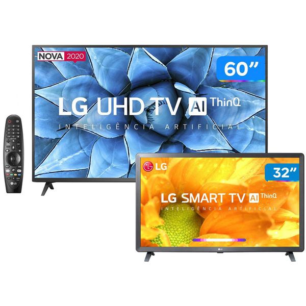 Combo Smart TV 4K LED 60” LG 60UN7310PSA Wi-Fi - Bluetooth HDR Inteligência Artificial + HD LED 32” [À VISTA]