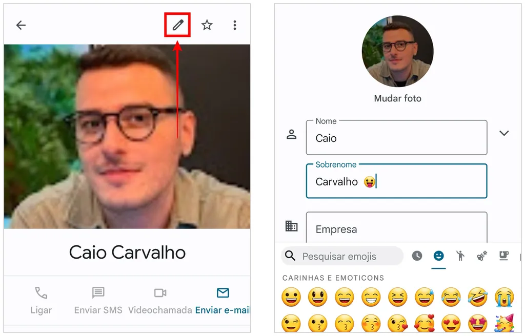 Como colocar emoji no contato do WhatsApp no Android (Captura de tela: Caio Carvalho)