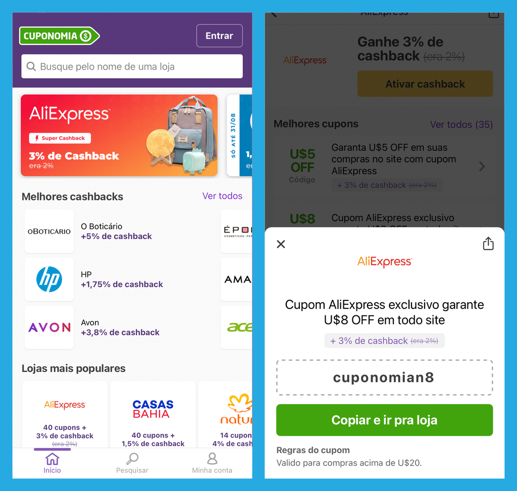 App permite receber cashback em compras (Imagem: André Magalhães/Captura de tela)