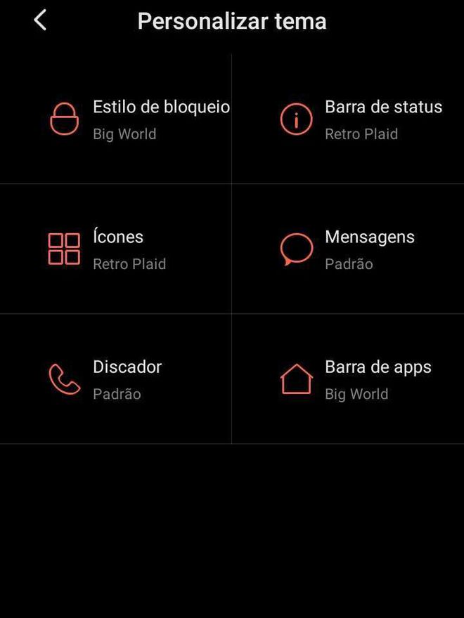 Existem algumas opções para personalizar o tema do seu celular (Imagem: Guadalupe Carniel/Captura de tela)