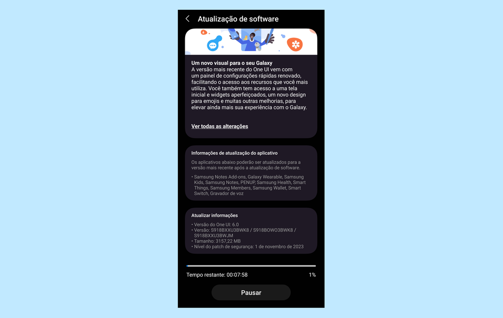 Galaxy S23 já recebe a One UI 6 no Brasil (Imagem: Renan da Silva Dores/Canaltech)