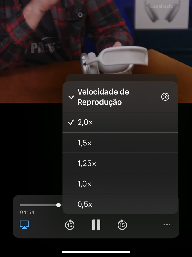 Altere a velocidade de reprodução em vídeos no iOS 15 - Captura de tela: Thiago Furquim (Canaltech)