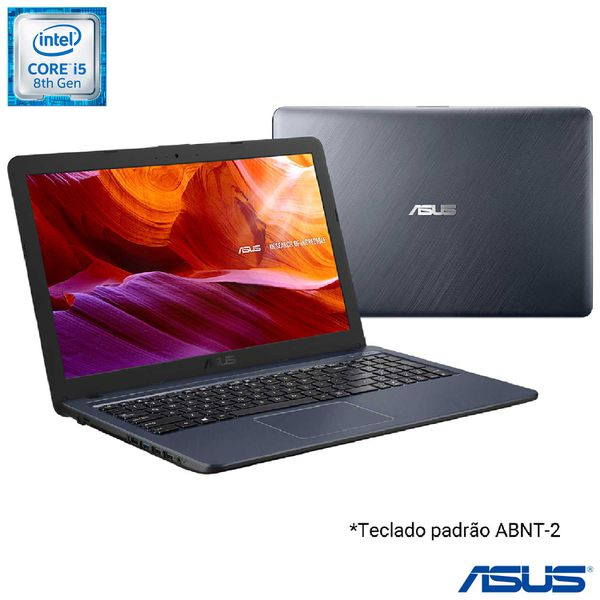 Notebook Asus VivoBook, Intel® Core™ i5 8250U, 8GB, 256GB SSD, Tela de 15,6", Cinza Escuro - X543UA-DM3457T