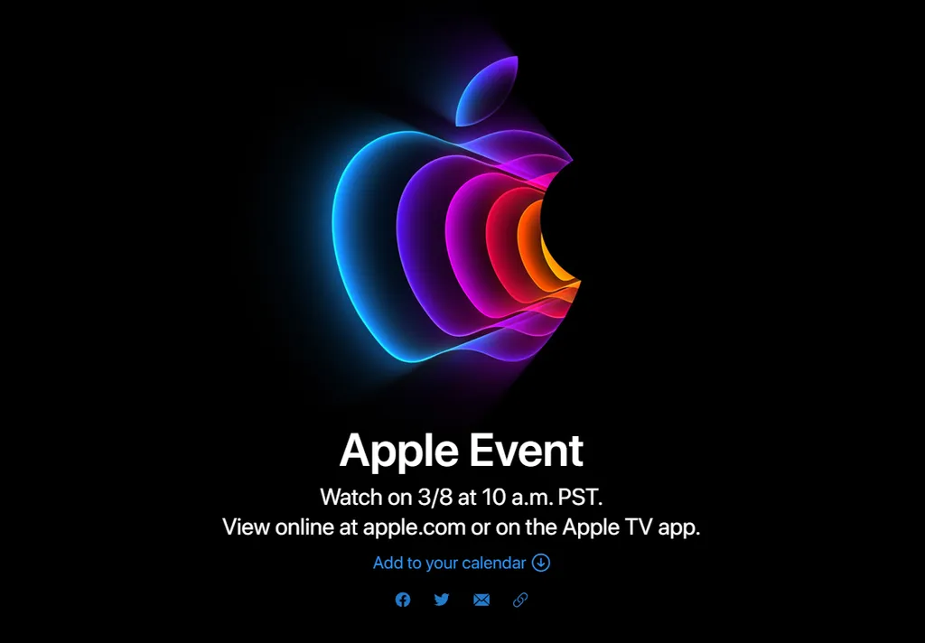 Evento da Apple será transmitido online no dia 8 de março (Imagem: Captura de tela/Canaltech)