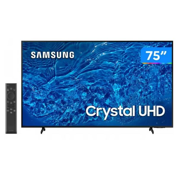 Smart TV 75” 4K Crystal UHD Samsung UN75BU8000 - VA Wi-Fi Bluetooth Alexa Google 3 HDMI [CUPOM EXCLUSIVO]