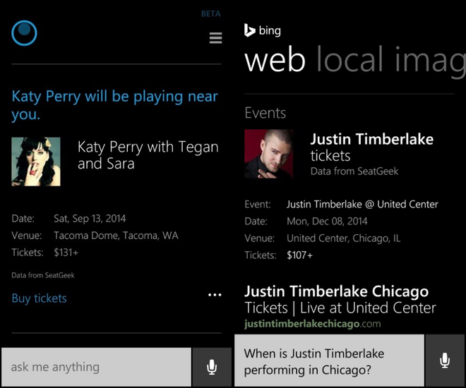 Cortana shows Cortana shows