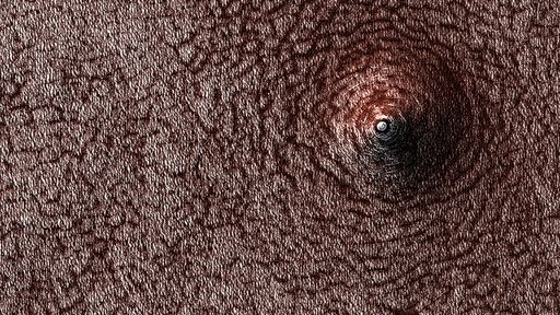 Sonda observa poço desmoronando no polo sul de Marte; formação é um mistério