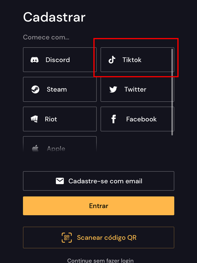 Selecione o TikTok (Imagem: André Magalhães/Captura de tela)
