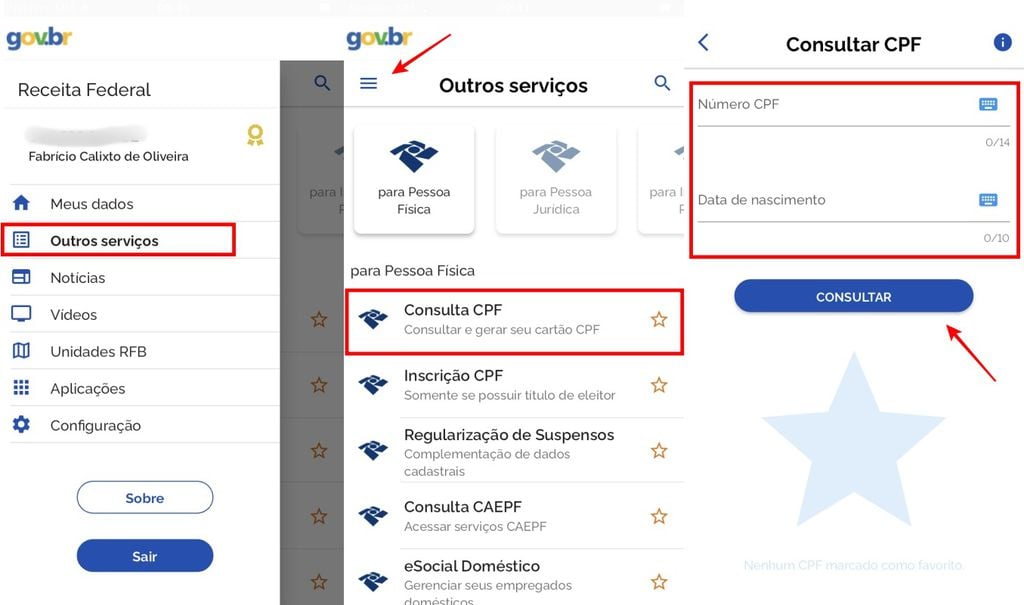 O aplicativo da Receita Federal permite saber se seu nome está sujo (Imagem: Captura de tela/Fabrício Calixto/Canaltech)