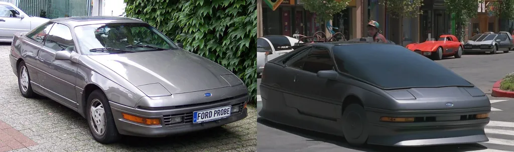 Mesmo em sua versão original, o Ford Probe já tinha um visual futurista (Imagem: Divulgação/Wikimedia, Universal Pictures)