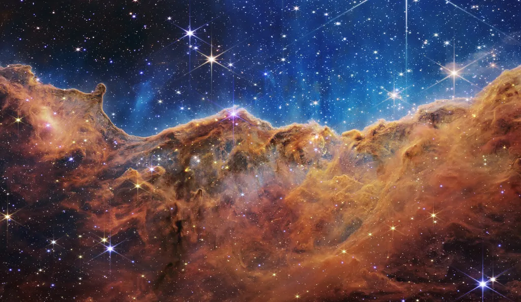 A nebulosa Carina ficou incrível nas "lentes" do James Webb (Imagem: Reprodução/NASA/ESA/CSA/STScI)