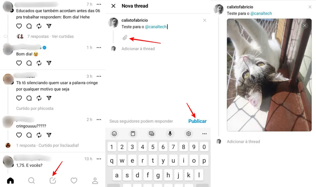 Há como postar foto no Threads de maneira simples e prática pelo app (Imagem: Captura de tela/Fabrício Calixto/Canaltech)