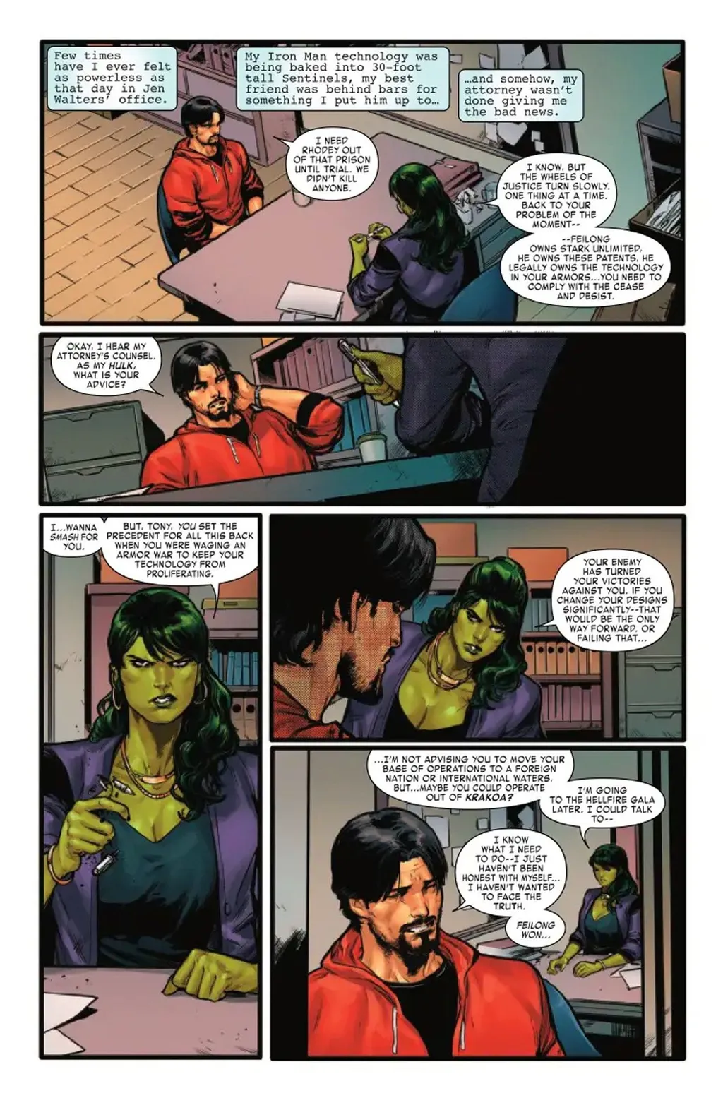 Mulher-Hulk confirma que o Homem de Ferro não pode mais usar legalmente suas antigas armaduras (Imagem: Reprodução/Marvel Comics)
