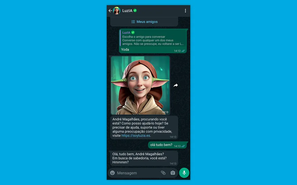 LuzIA responde a comandos e pode alterar a linguagem para alguns personagens específicos (Imagem: Captura de tela/André Magalhães/Canaltech)