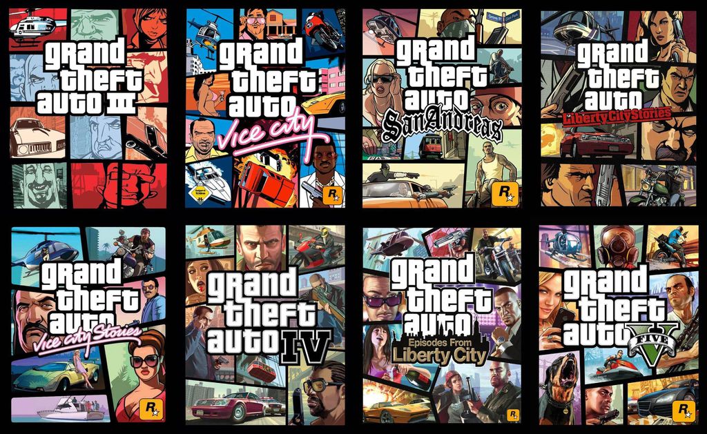 Imagem das capas de GTA