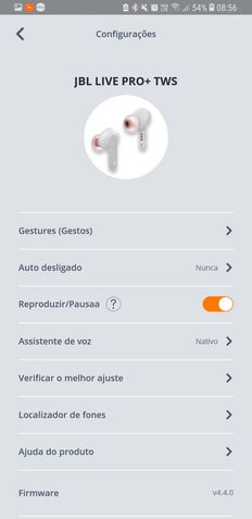 JBL Live Pro+ aplicativo