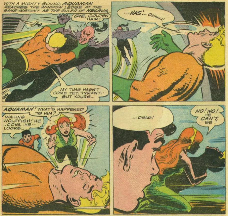 Desnecessário dizer que o Aquaman não morre de verdade, né? (Imagem: Reprodução/DC Comics)