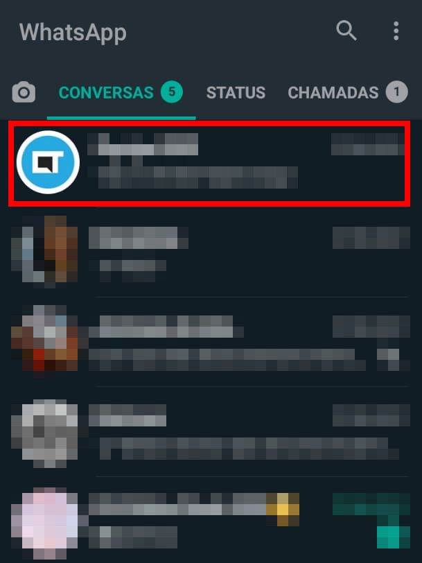 Abra o WhatsApp e localize a conversa cuja mensagem você queira marcar como não lida (Captura de tela: Matheus Bigogno)