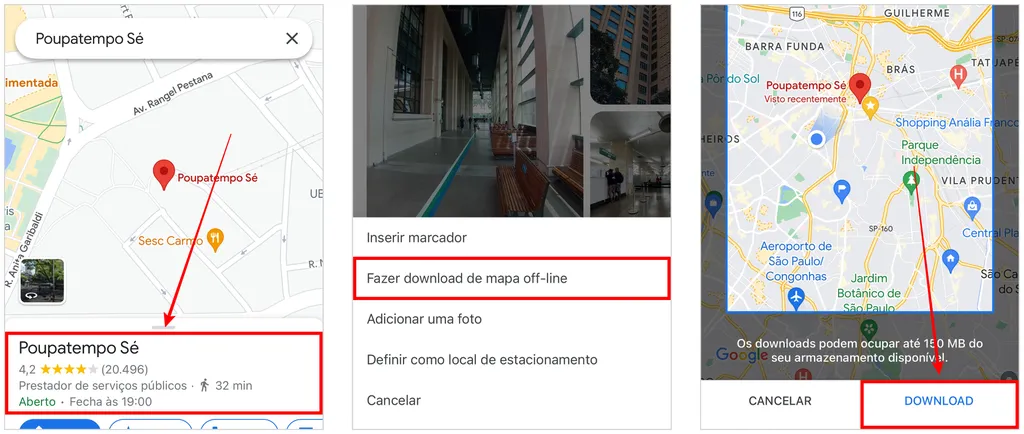 Como baixar mapas no Google Maps para usar offline (Captura de tela: Caio Carvalho)