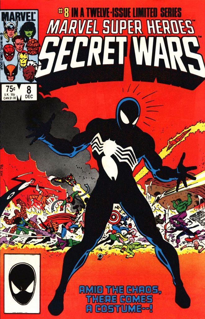 A estreia do simbionte em Guerras Secretas (Imagem: Reprodução/Marvel Comics)