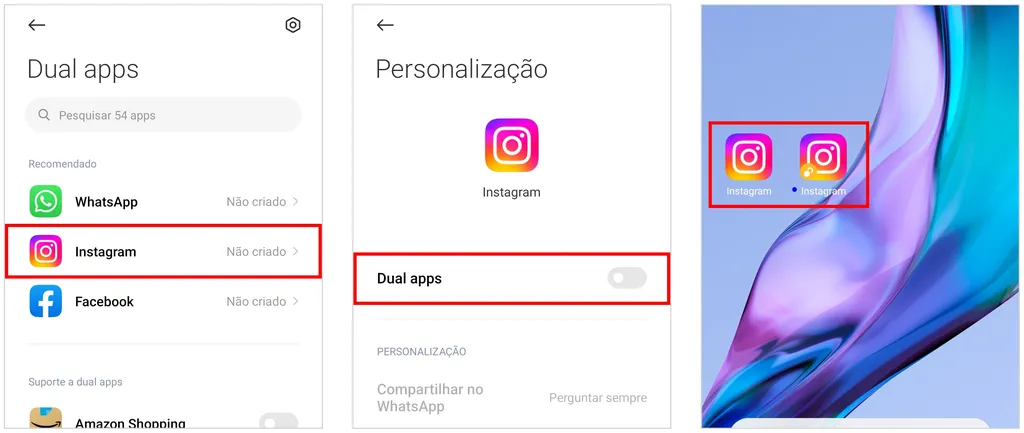 Como clonar o Instagram usando o Dual Apps da Xiaomi (Captura de tela: Rodrigo Folter)