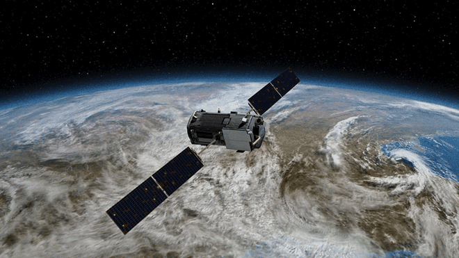 Lançado em 2014, o satélite OCO-2 mede os níveis de CO2 atmosférico (Imagem: Reprodução/NASA)