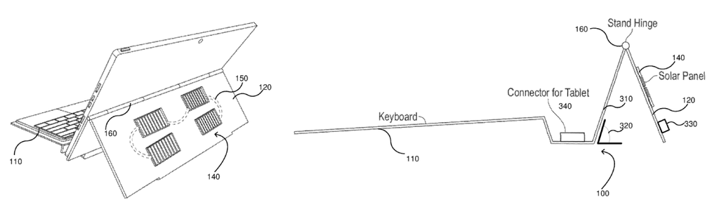 Imagem da patente explicando como seria o suposto kickstand com painéis solares (Imagem: WIPO)