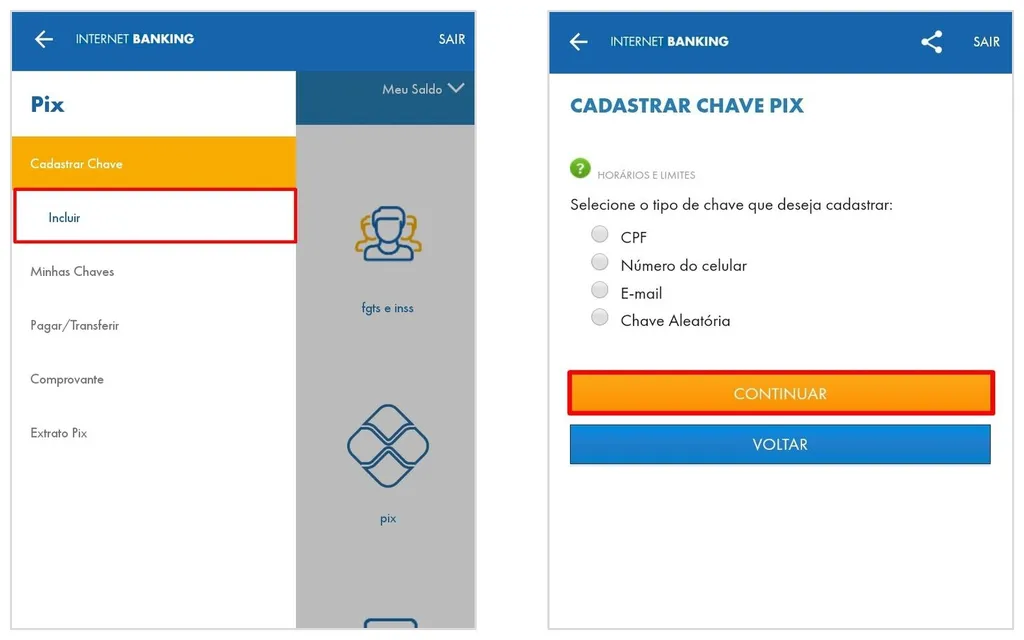 Cadastre suas chaves no aplicativo para começar a fazer Pix na Caixa (Captura de tela: Felipe Freitas)