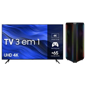 Smart TV Samsung 65" UHD 4K 65CU7700 2023 + Sound Tower MX-ST45B Preto | NO CARRINHO + LEIA A DESCRIÇÃO