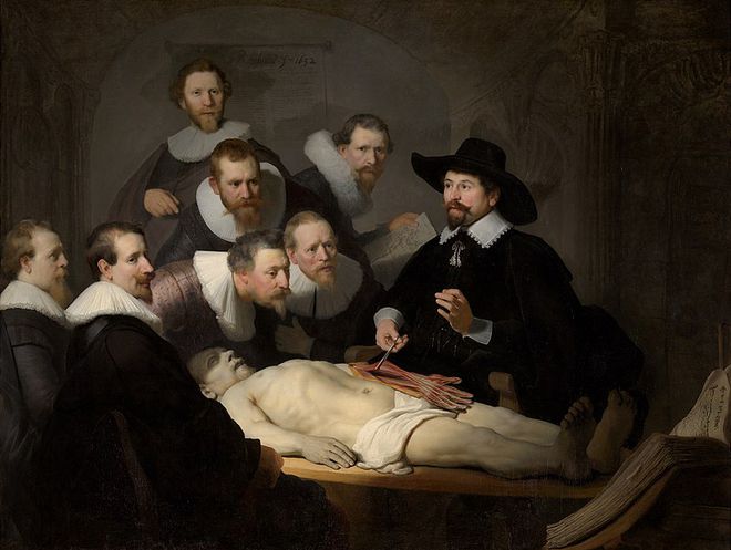 Obra de Rembrandt, "A Aula de Anatomia do Dr Nicolaes Tulp", pintada a óleo em 1632 (Imagem: Reprodução/Domínio Público)