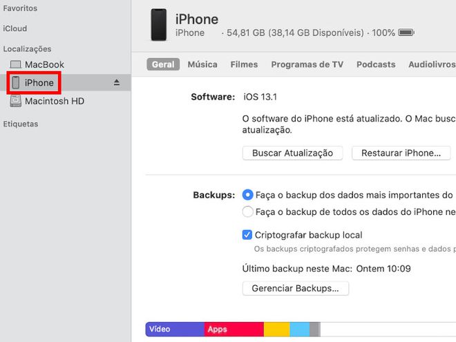 Abra a opção "Finder" para dispositivos equipados com o macOS Catalina (Captura de tela: Matheus Bigogno)