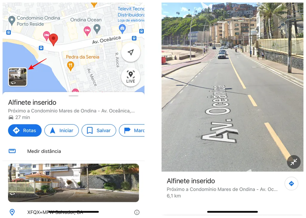 Utilize o ícone como atalho para acessar o Street View (Imagem: Thiago Furquim)