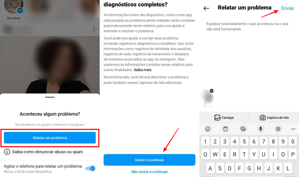 Você deve agitar o celular para entrar em contato com o Instagram (Imagem: Captura de tela/Fabrício Calixto/Canaltech)