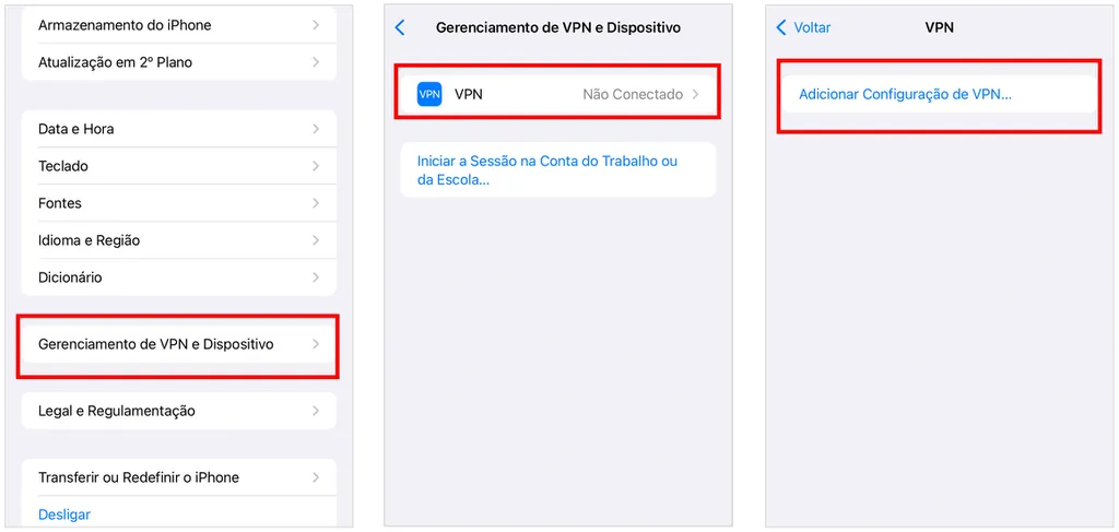Configure manualmente uma VPN no iPhone (Captura de tela: André Magalhães)