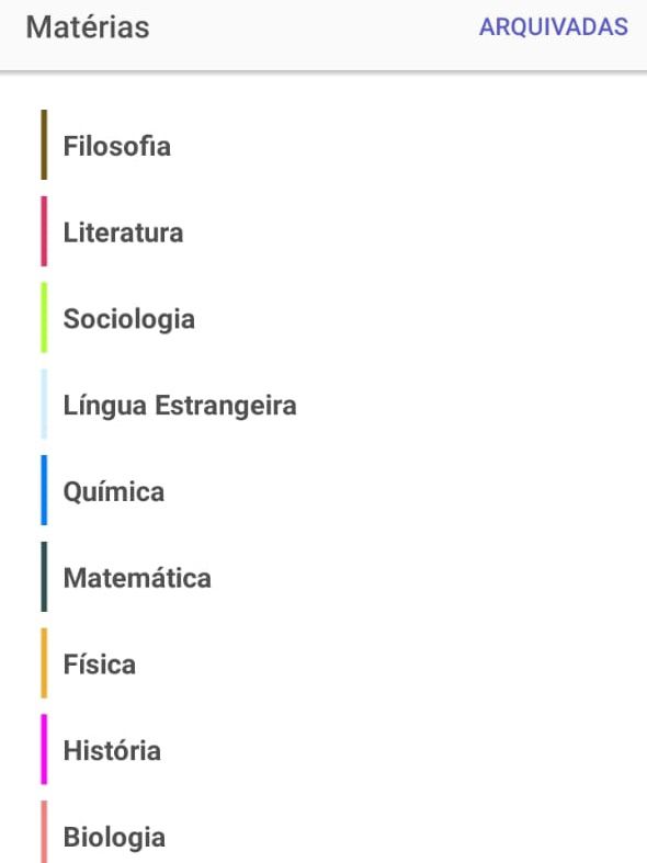 Em "Matérias", você acessa os assuntos de seu cronograma de estudos (Captura de tela: Ariane Velasco)