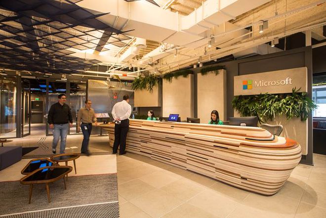 Recepção do novo escritório da Microsoft (Foto: Divulgação/Microsoft)