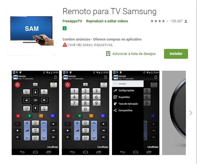 Remoto para TV Samsung / Captura de tela: Ariane Velasco
