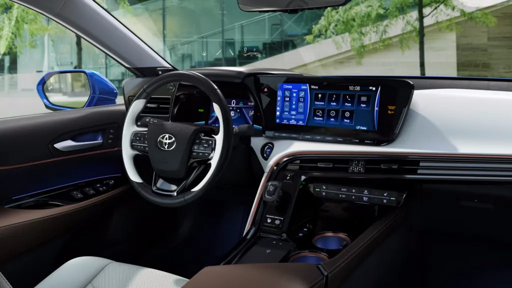 Interior do Toyota Mirai é repleto de luxo e tecnologia de ponta (Imagem: Divulgação/Toyota)